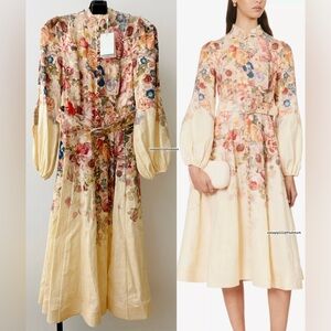 NWT Zimmermann Dress | Zimmermann Luminosity Midi Dress Buttoned (AU 0/US 4)